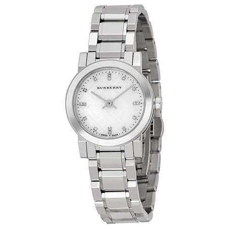 Burberry Mother of Pear diamond set Stainless Steel Ladies 